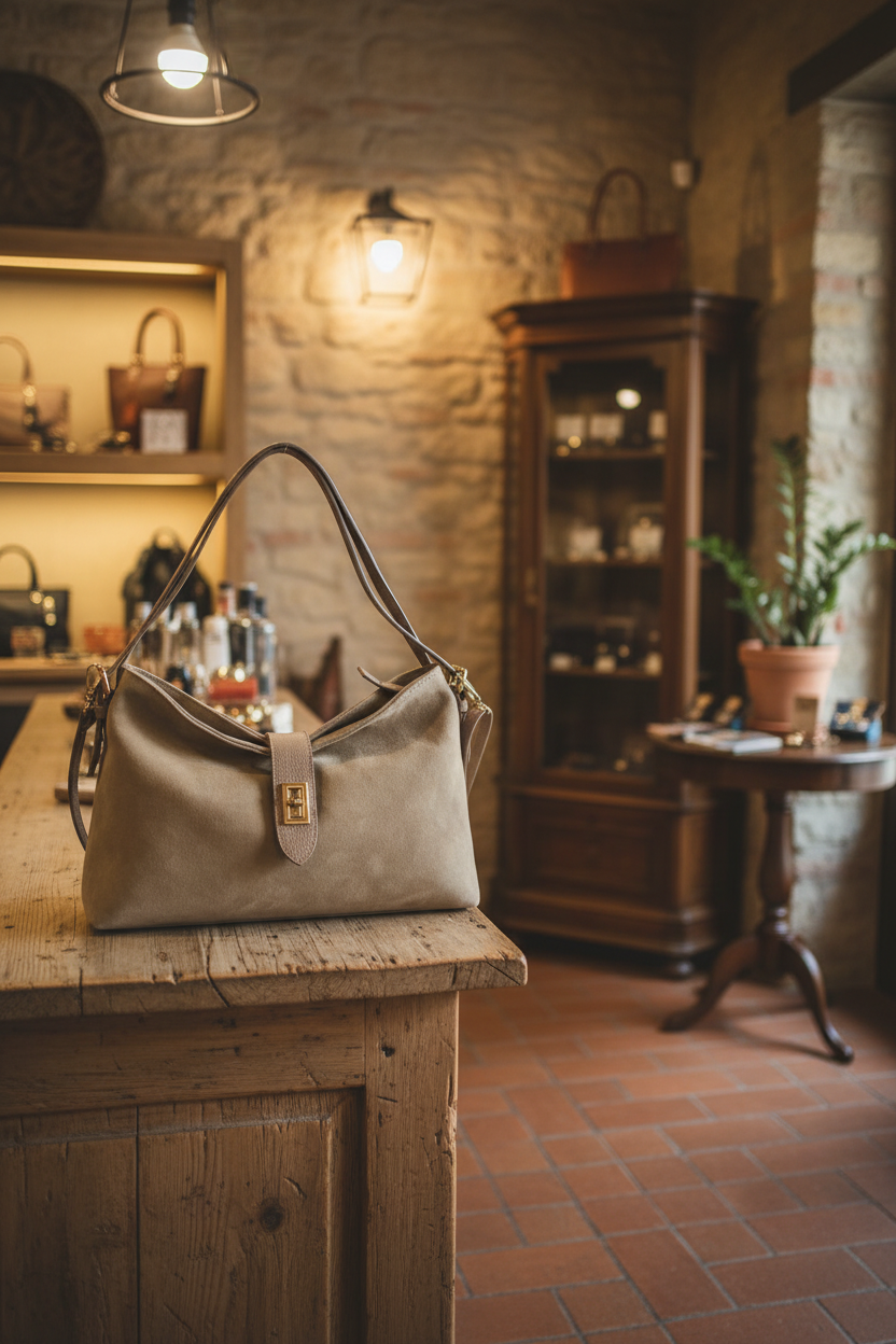 Turin Suede Shoulder Bag Taupe