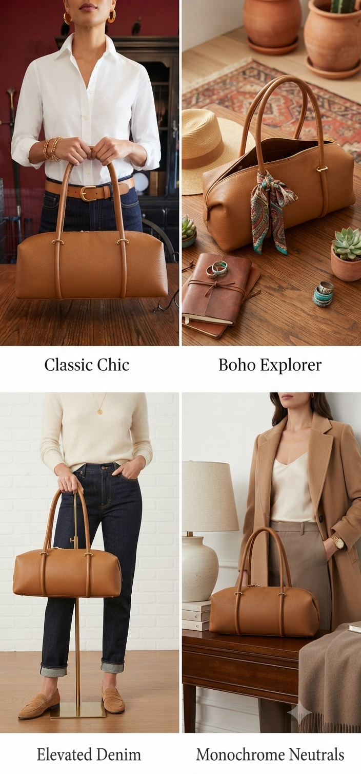 Florence Pebbled Leather East West Barrel Bag – Cognac