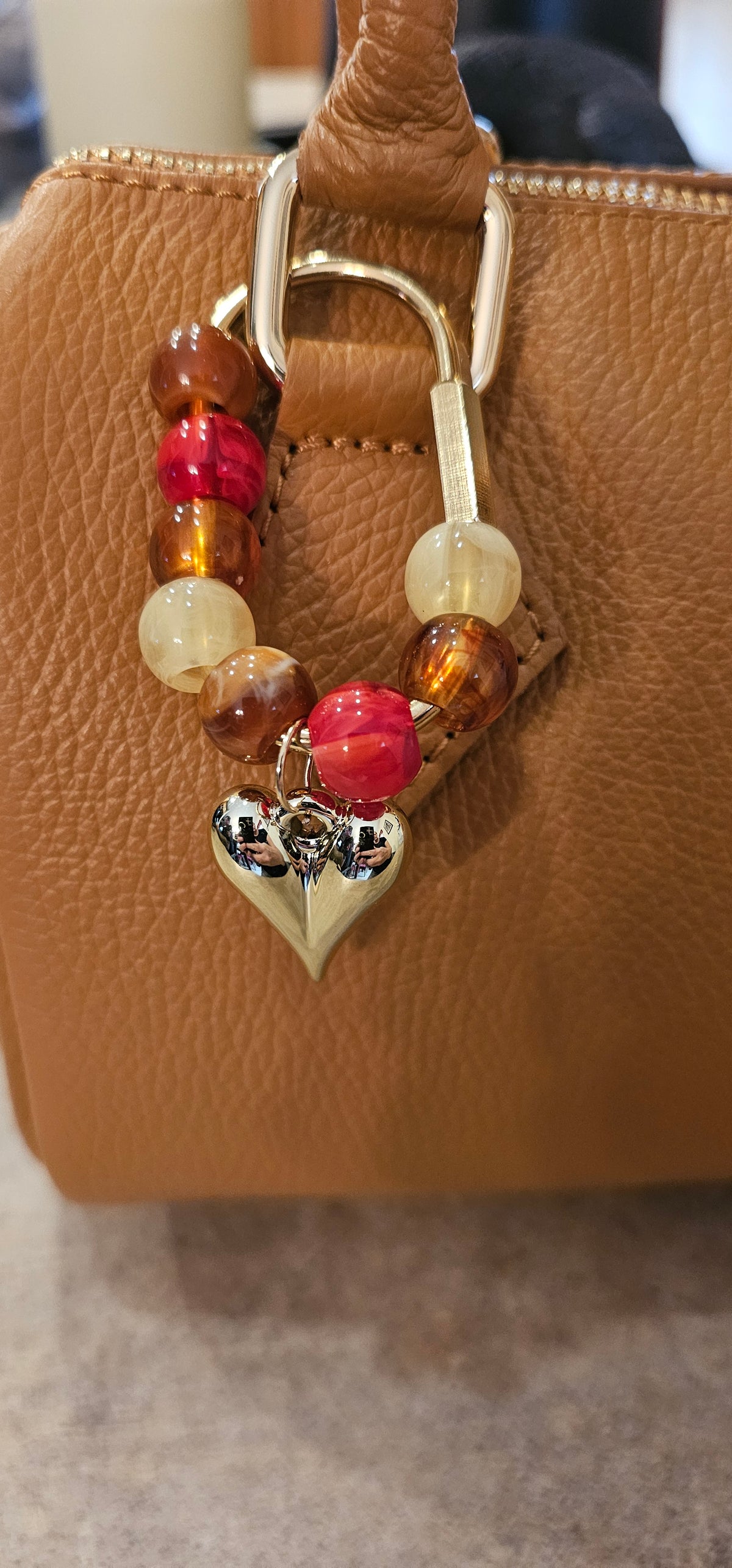 Love Me Beaded Heart Bag Charm