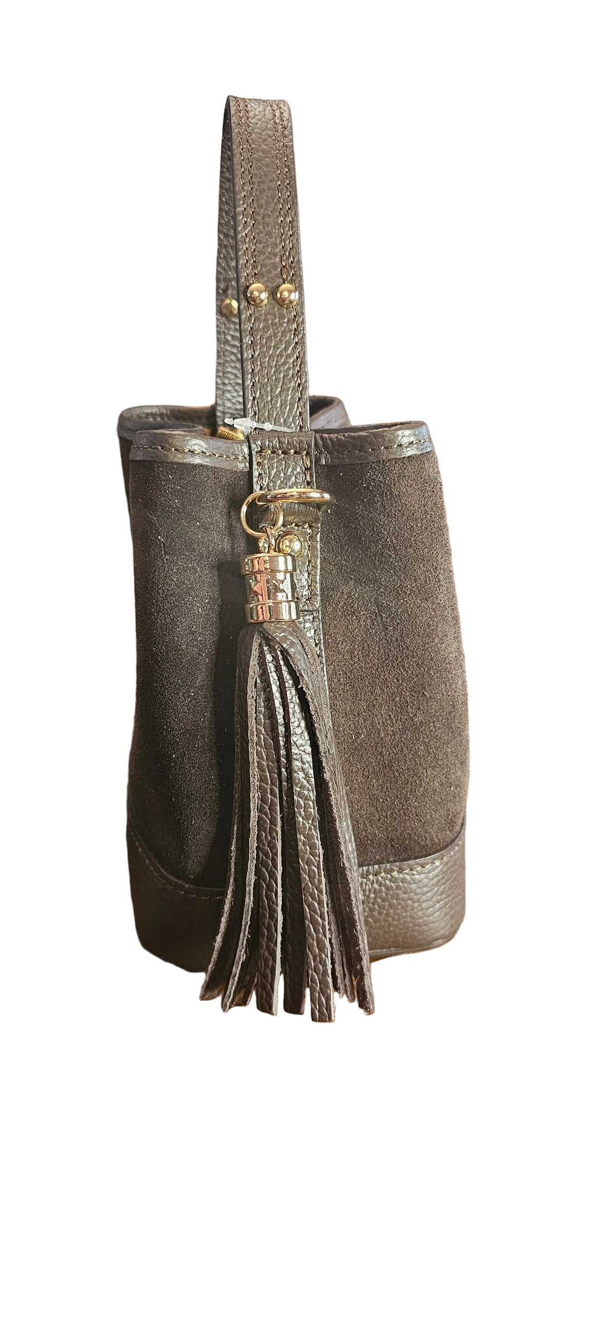 Amore Suede Bucket Bag – Dark Brown