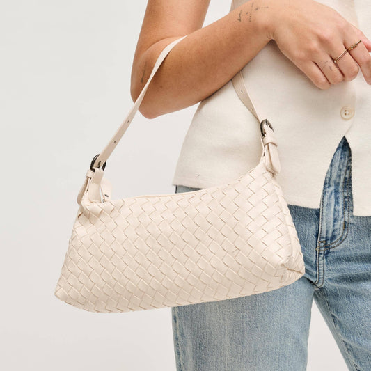 Audrey Vegan Leather Interwoven Shoulder Bag – Oatmilk
