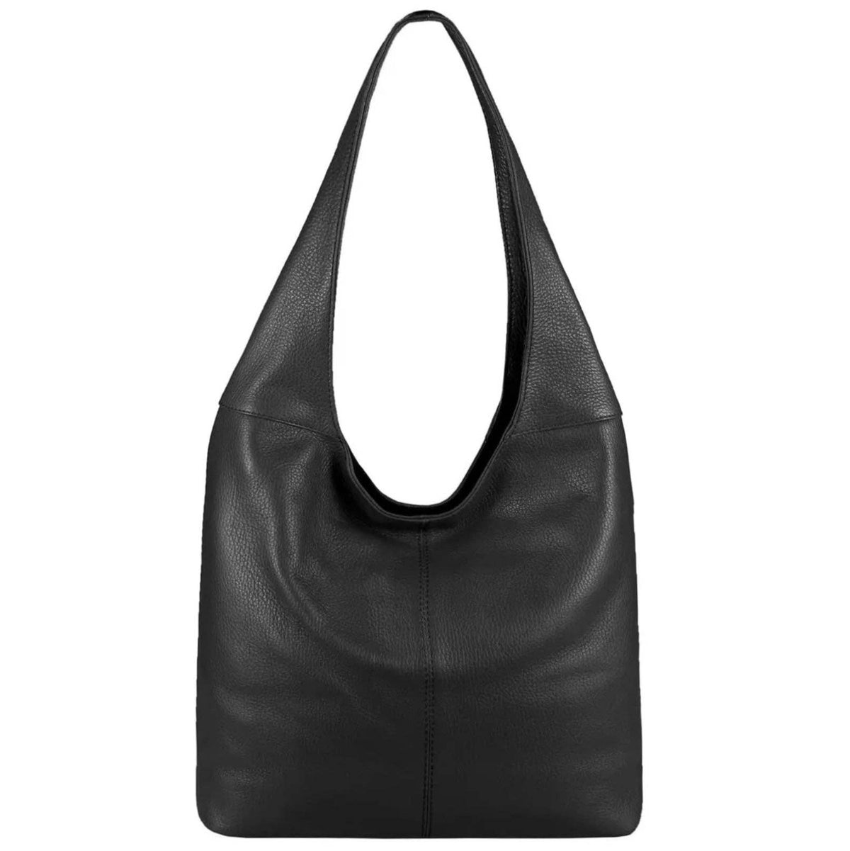 Simona Italian Hammered Leather Hobo Shoulder Bag – Black