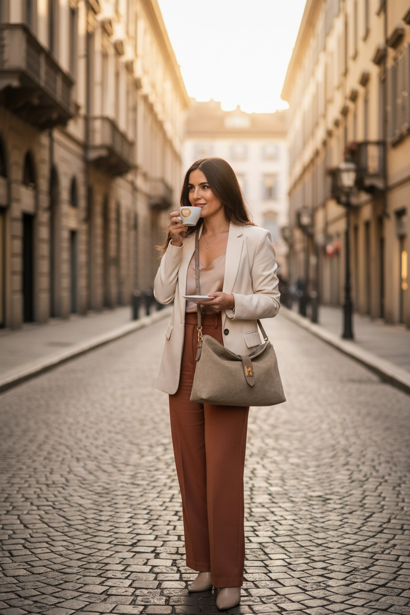 Turin Suede Shoulder Bag Taupe