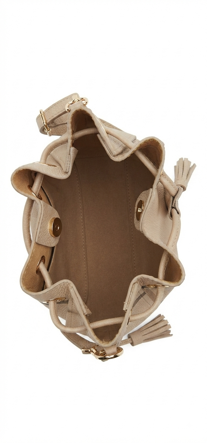 Bella Genuine Leather Bucket Bag – Taupe