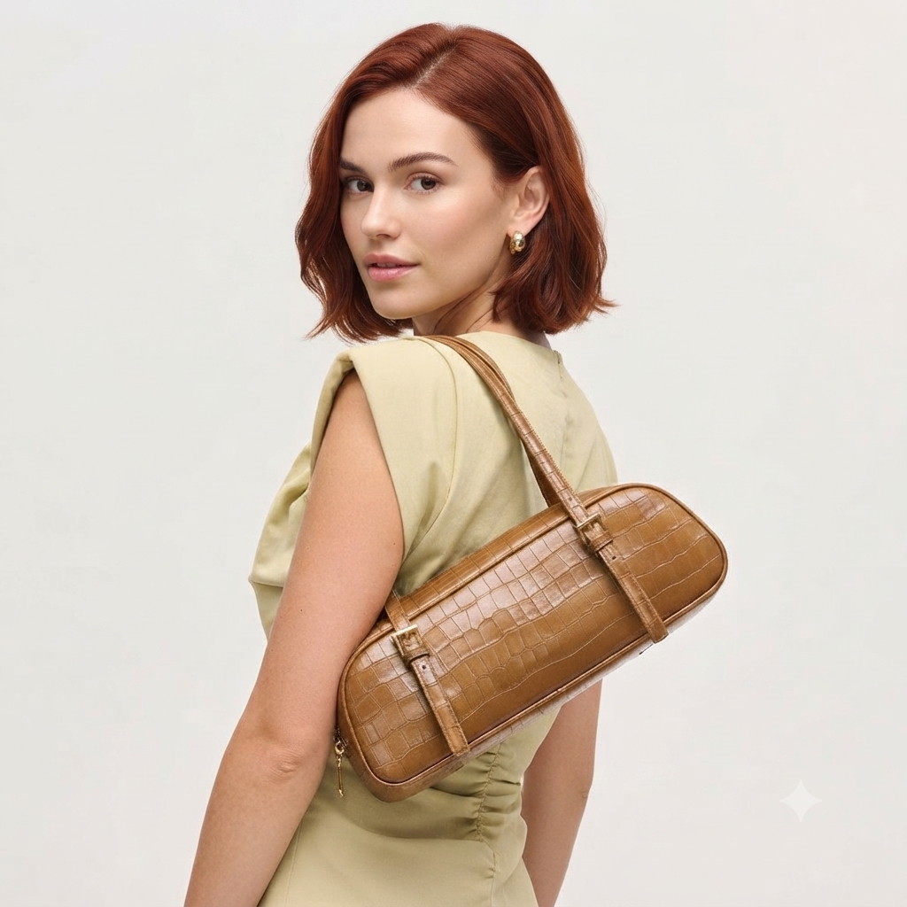 Athena Vegan Leather East West Shoulder Bag – Cognac