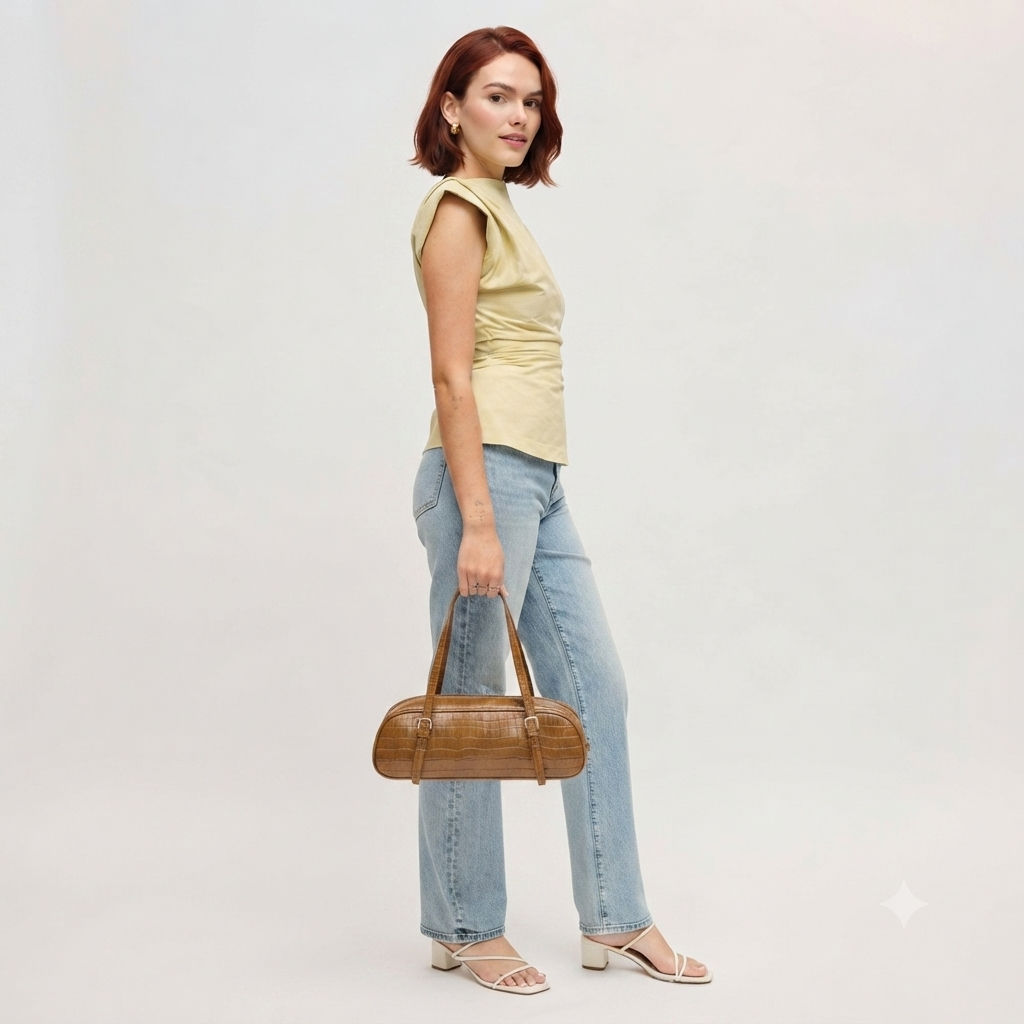 Athena Vegan Leather East West Shoulder Bag – Cognac