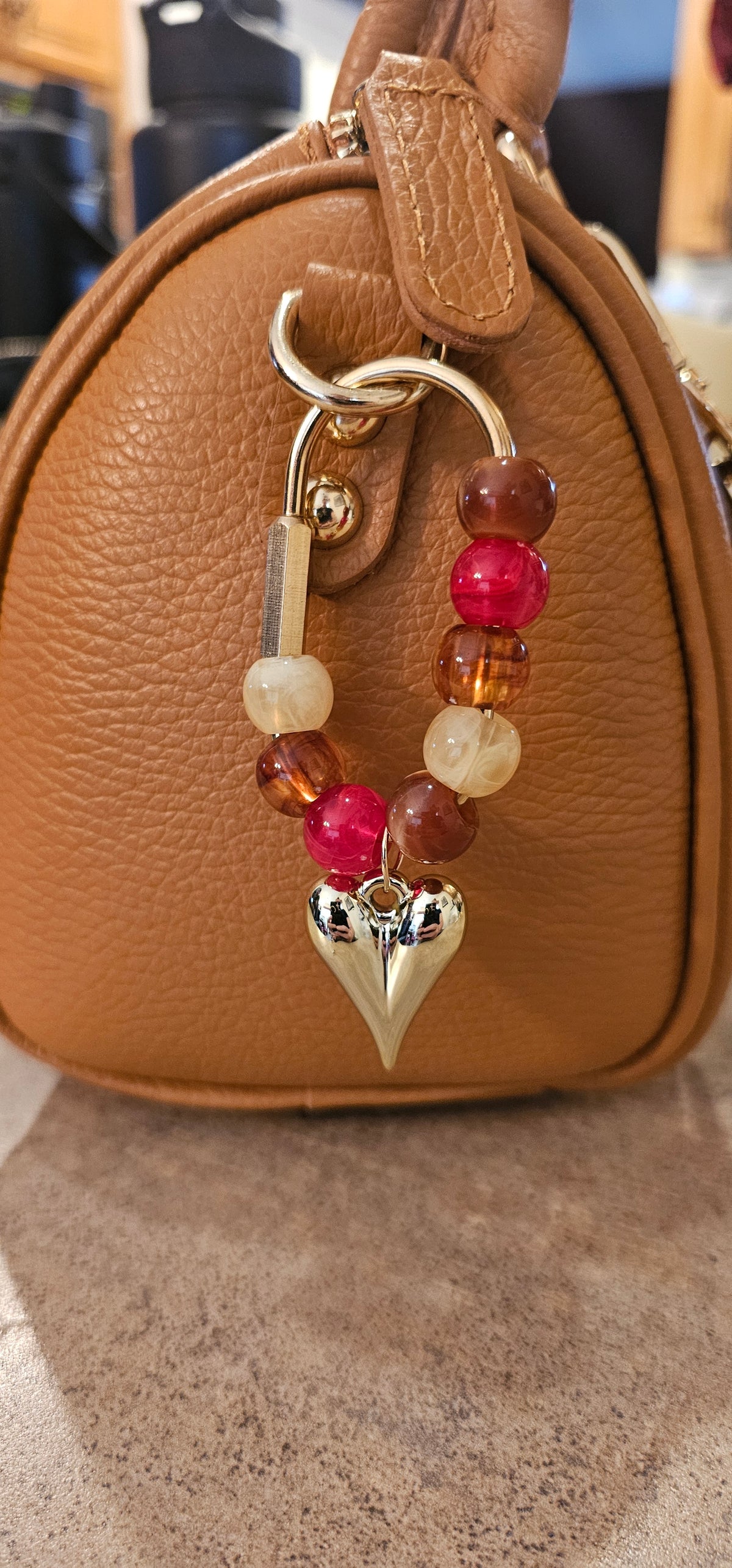Love Me Beaded Heart Bag Charm