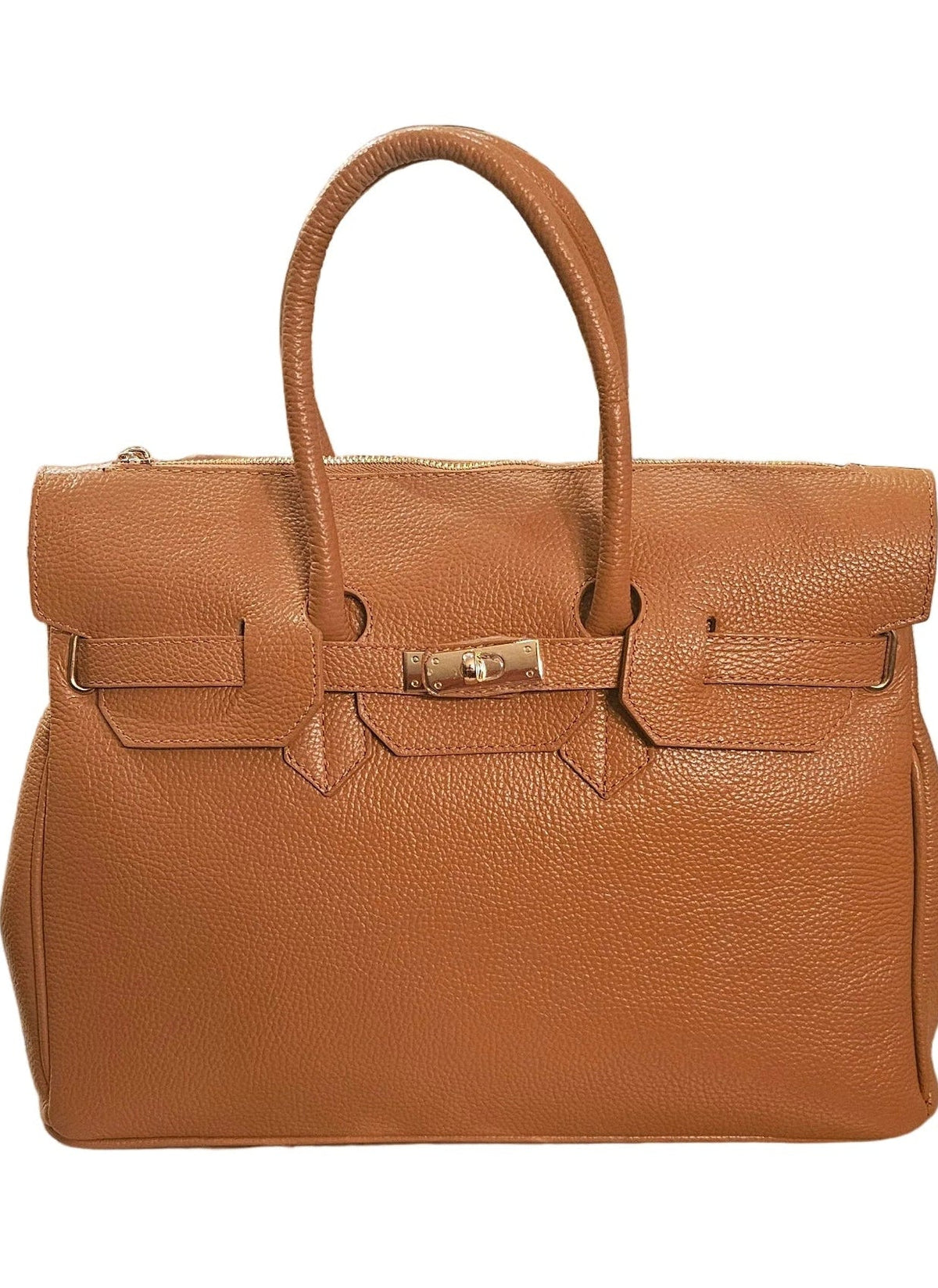 Vittoria Italian Hammered Leather Tote Bag – Brown
