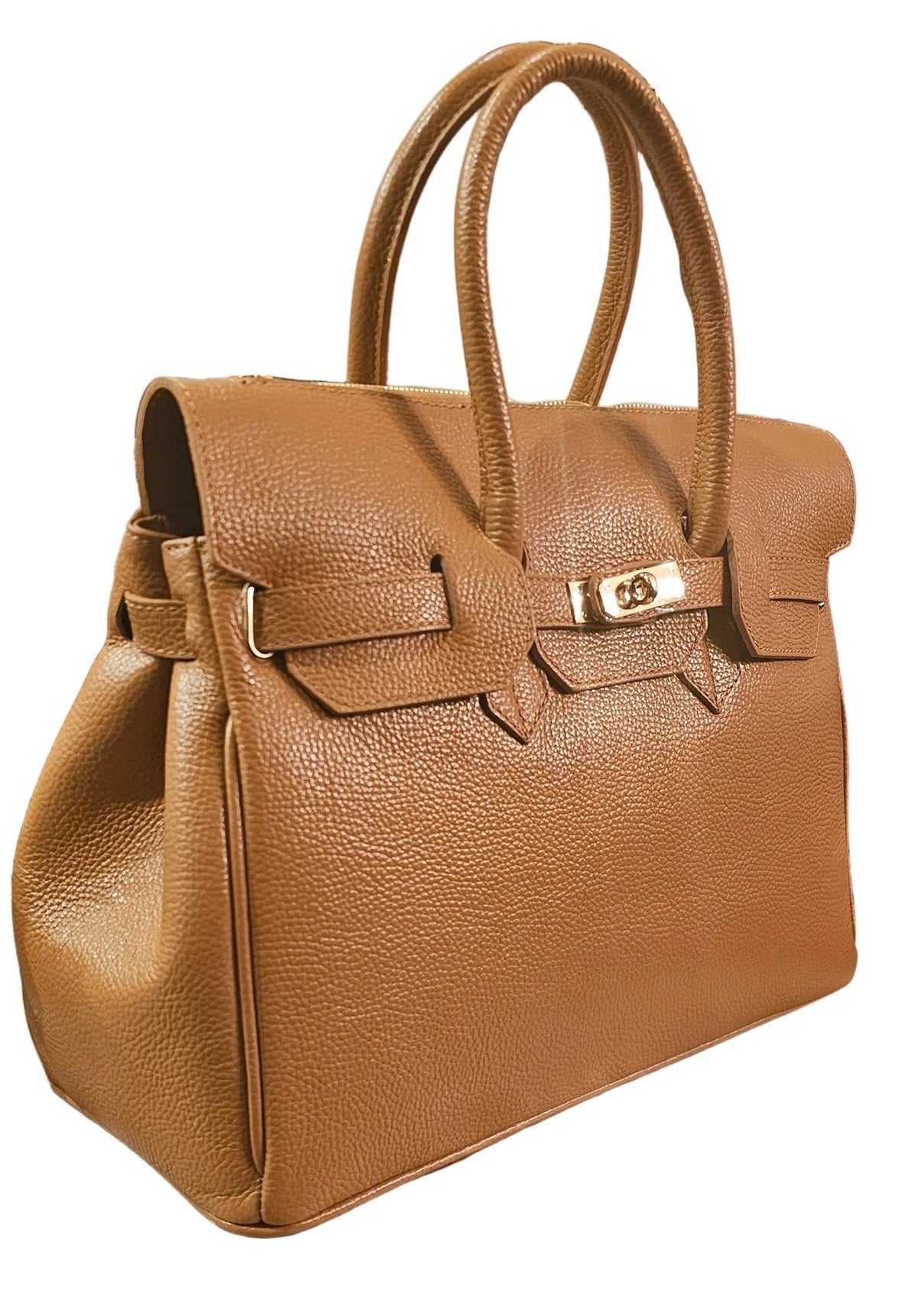 Vittoria Italian Hammered Leather Tote Bag – Brown