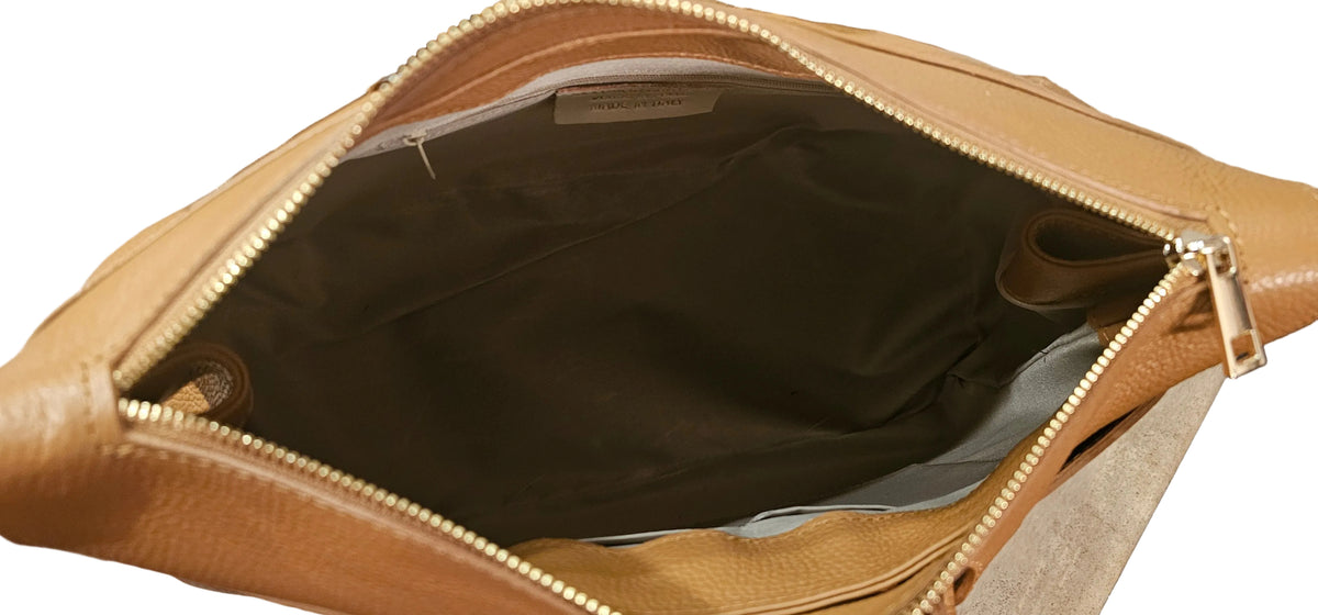Vittoria Italian Hammered Leather Tote Bag – Brown