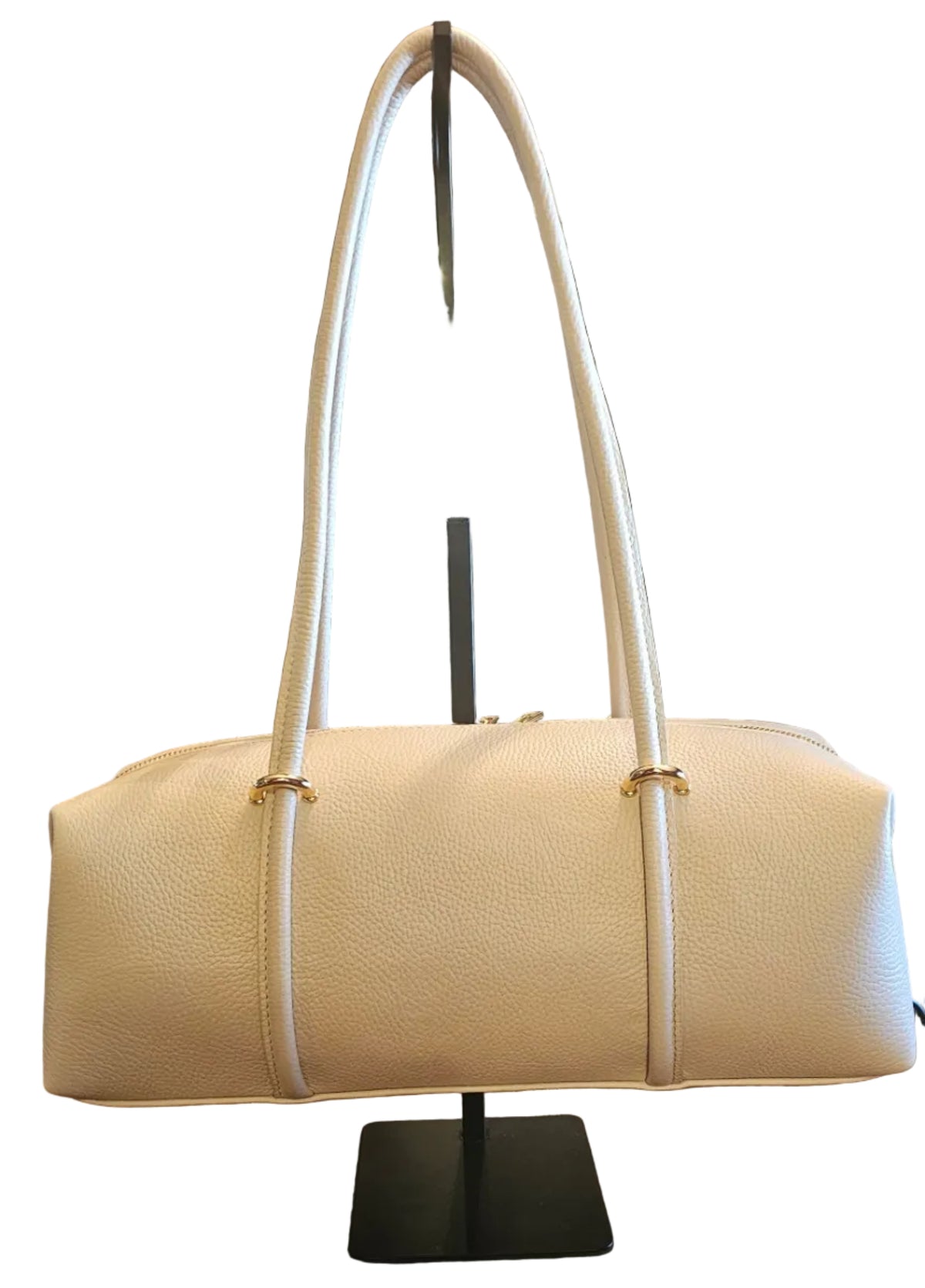 Florence Pebbled Leather East West Barrel Bag – Latte