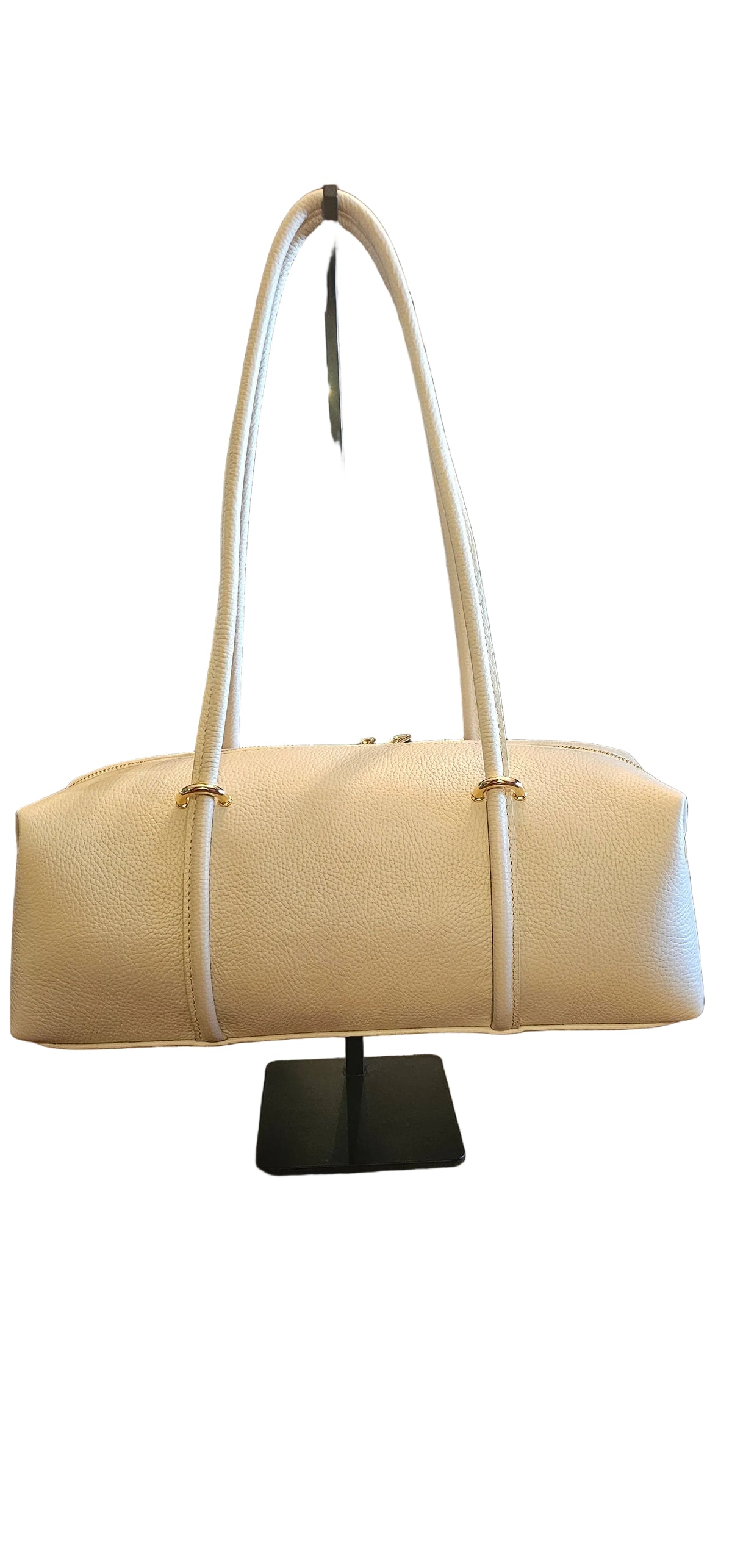 Florence Pebbled Leather East West Barrel Bag – Latte