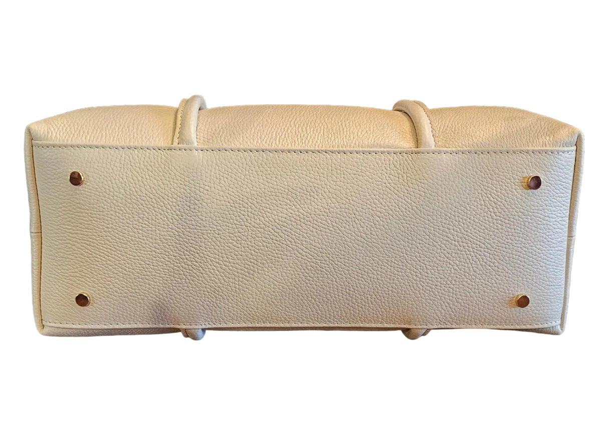 Florence Pebbled Leather East West Barrel Bag – Latte