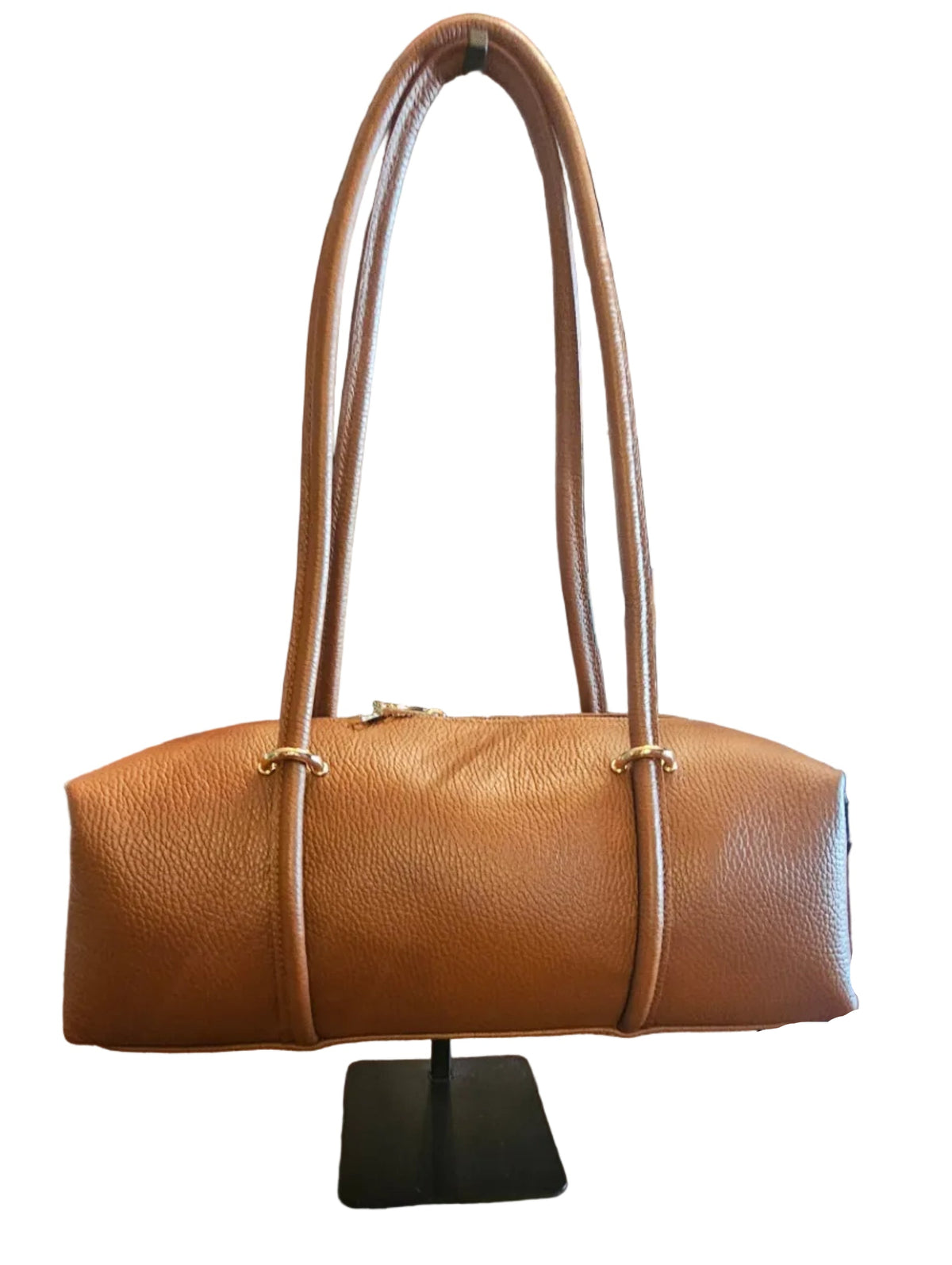Florence Pebbled Leather East West Barrel Bag – Cognac