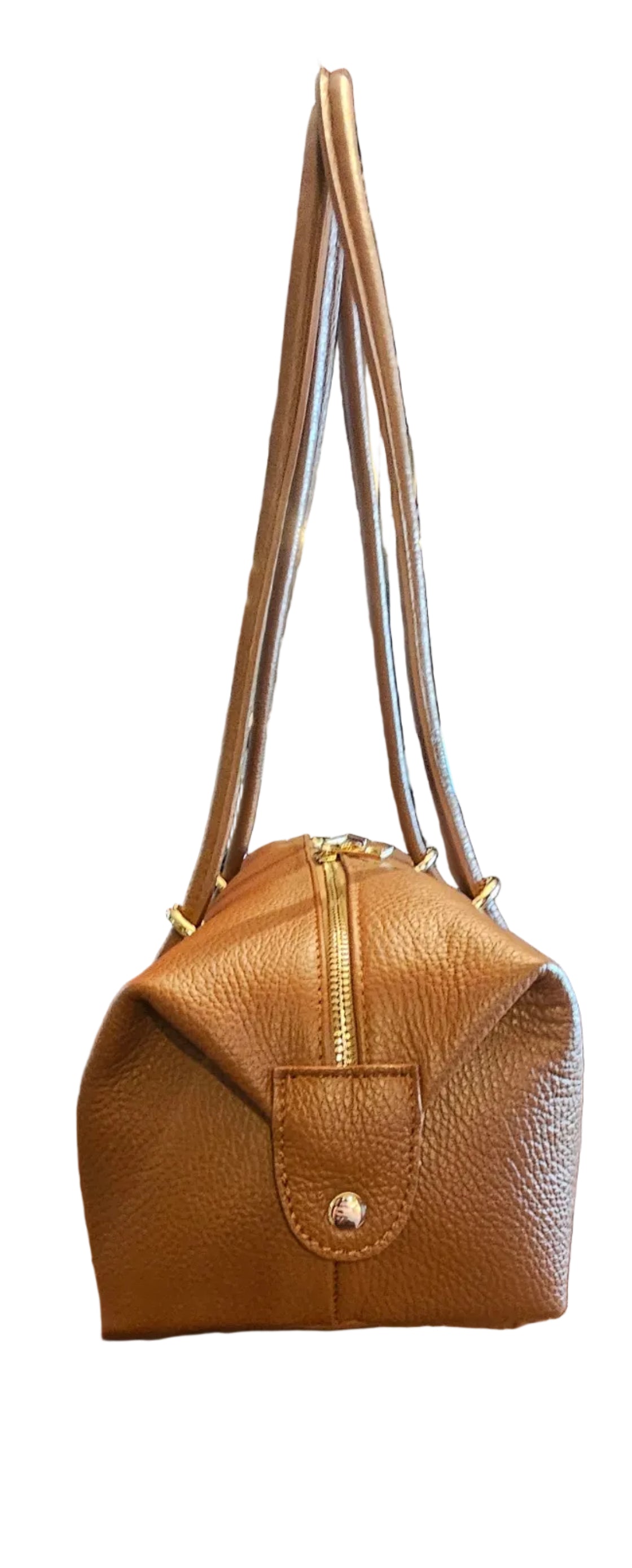 Florence Pebbled Leather East West Barrel Bag – Cognac
