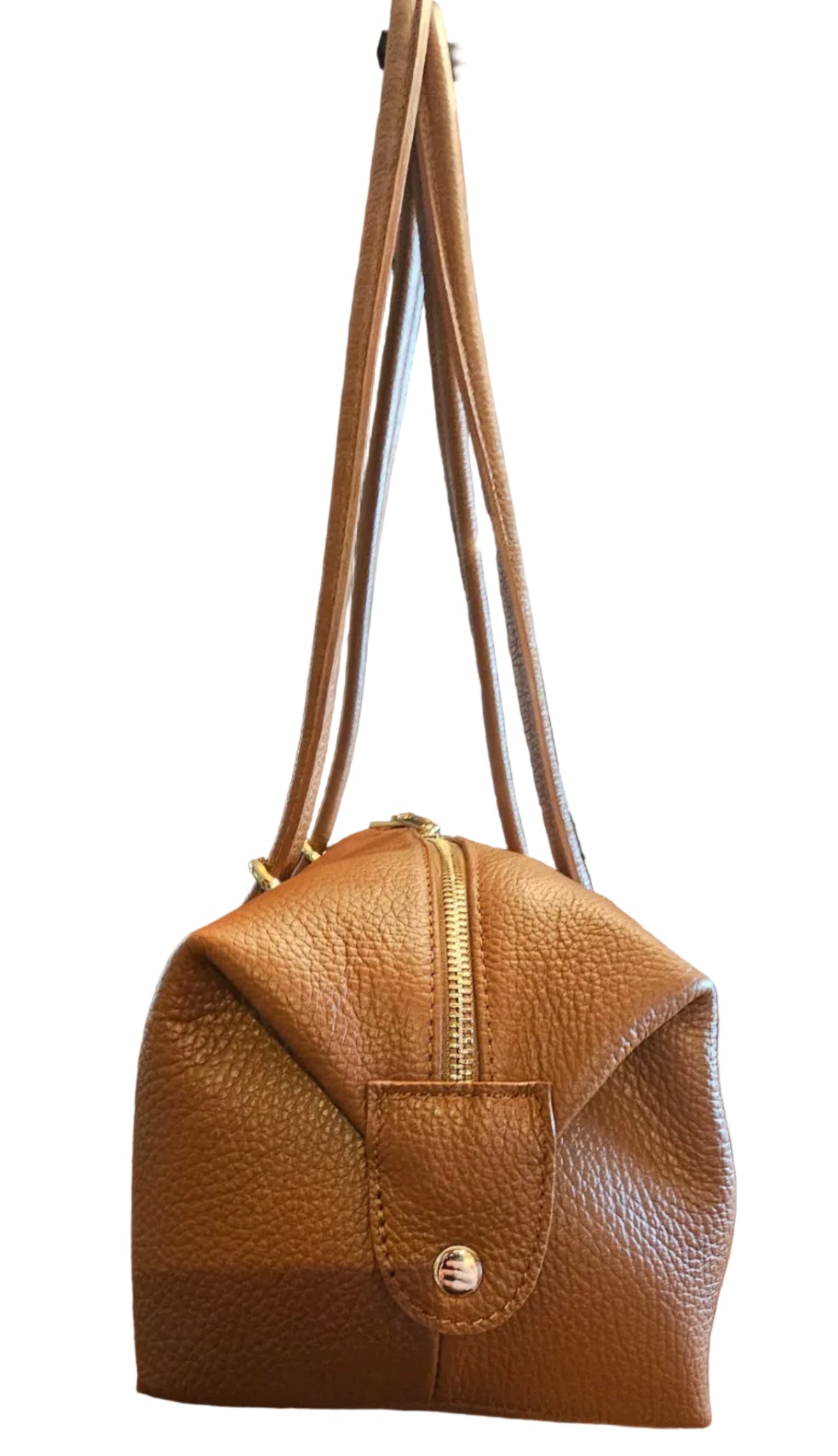 Florence Pebbled Leather East West Barrel Bag – Cognac