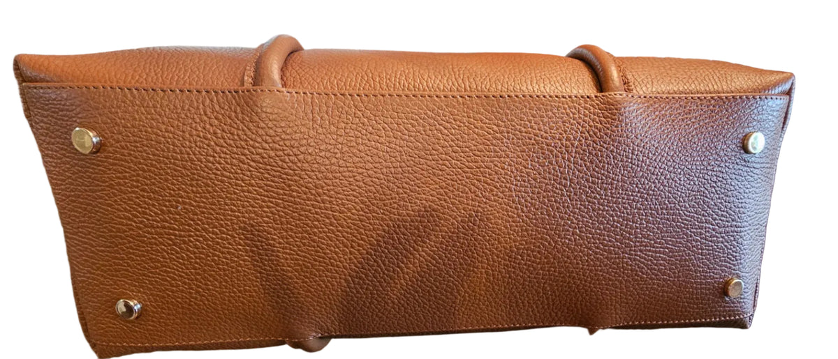 Florence Pebbled Leather East West Barrel Bag – Cognac