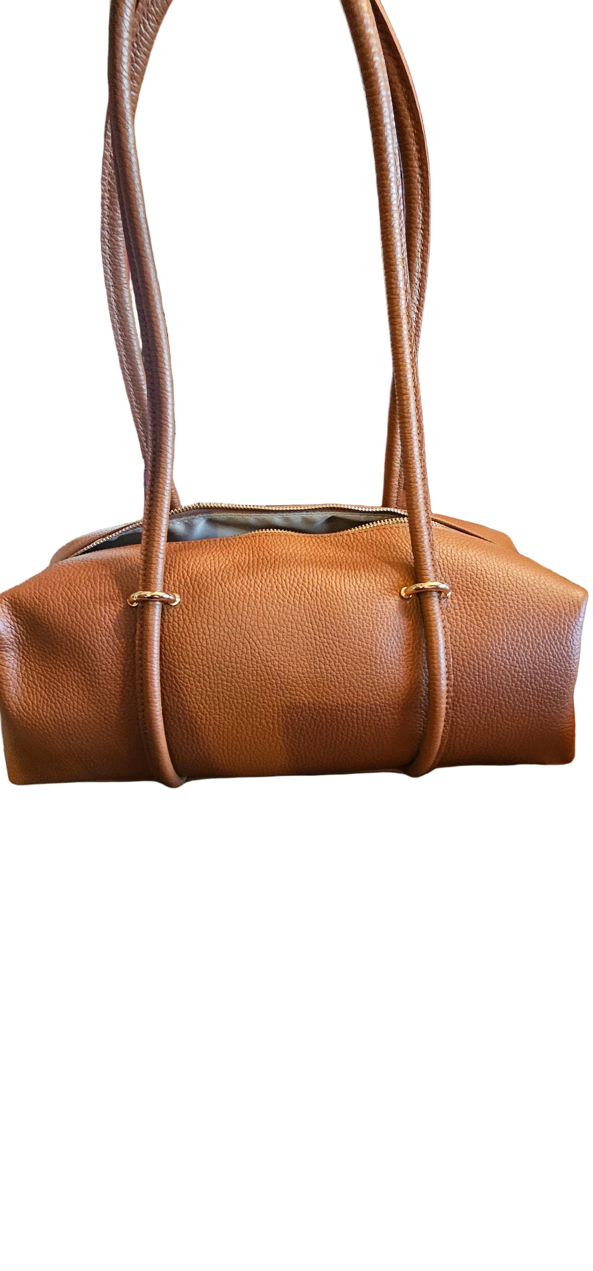 Florence Pebbled Leather East West Barrel Bag – Cognac
