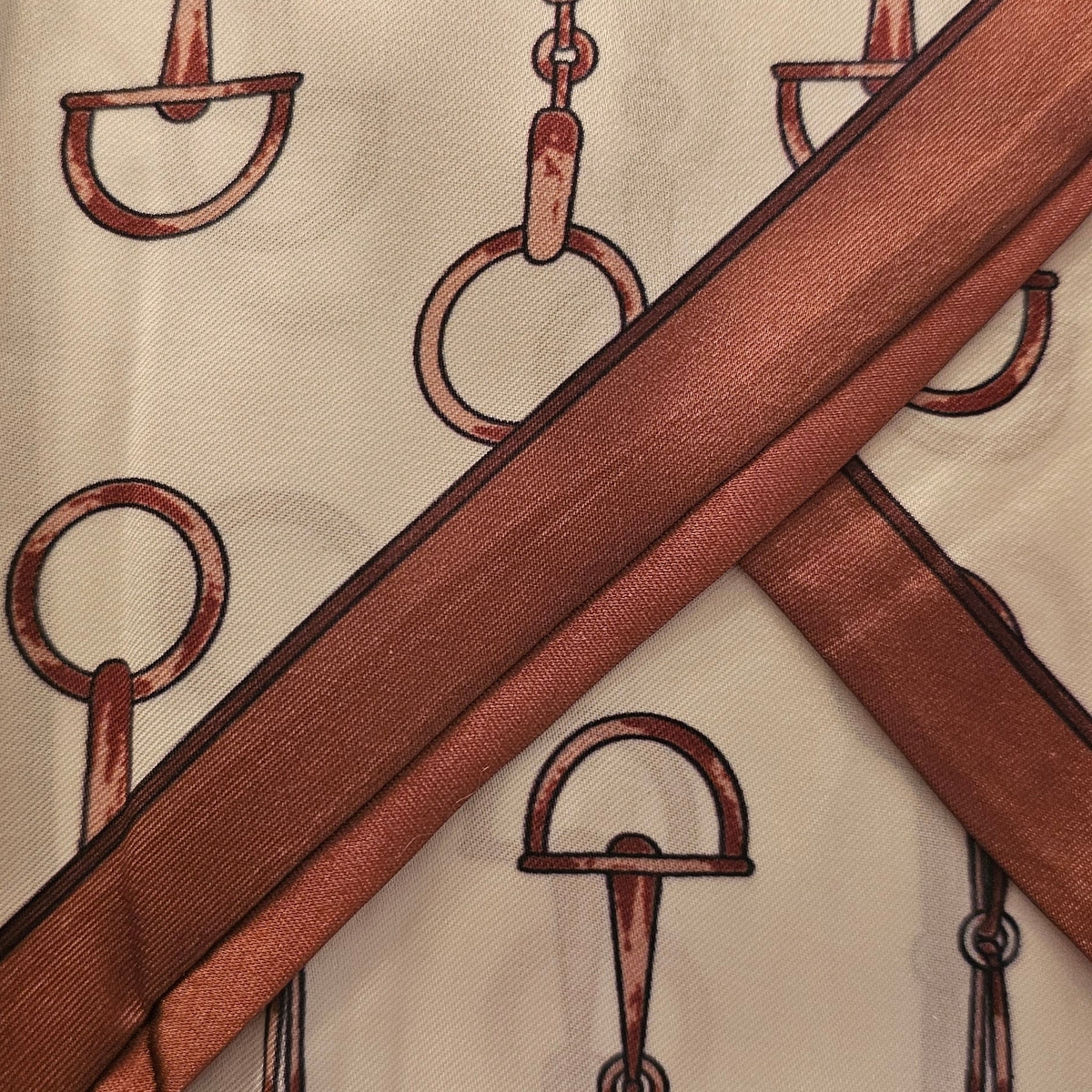 Chic Equestrian Brown Border Twilly Scarf