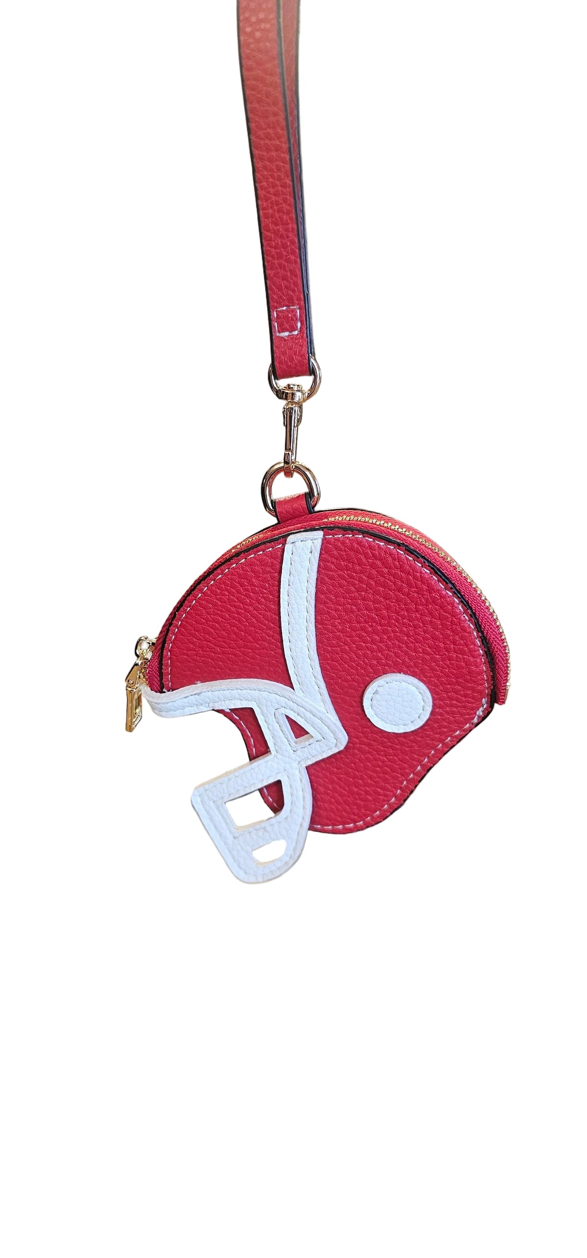 Game Day Football Helmet Coin Purse Wristlet – Red & White