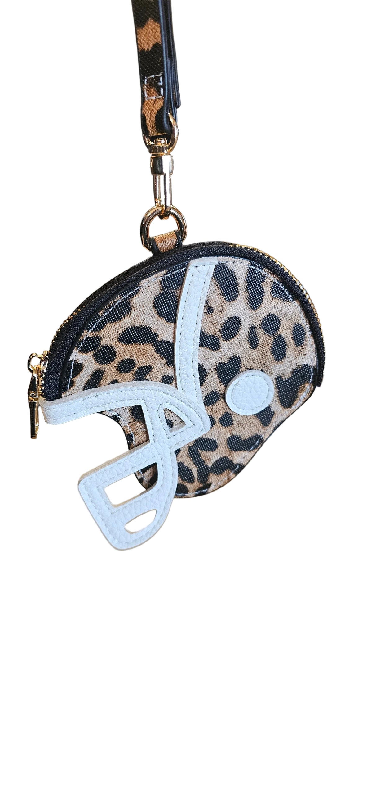 Game Day Football Helmet Coin Purse Wristlet – Leopard