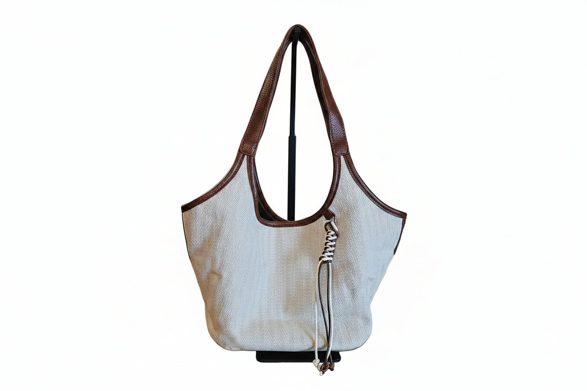Harper Vegan Leather Shoulder Bag with Tassel – Brown