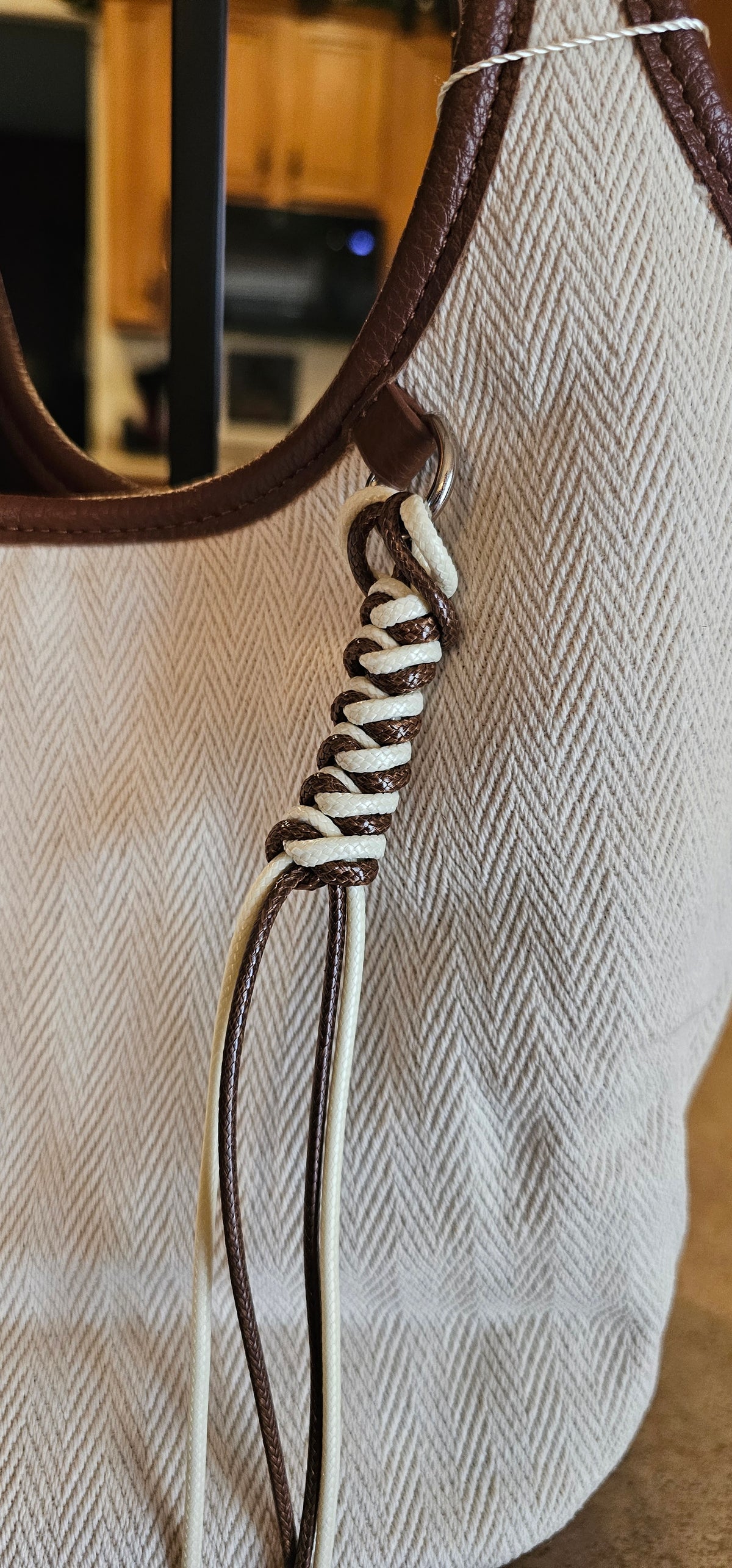 Harper Vegan Leather Shoulder Bag with Tassel – Brown