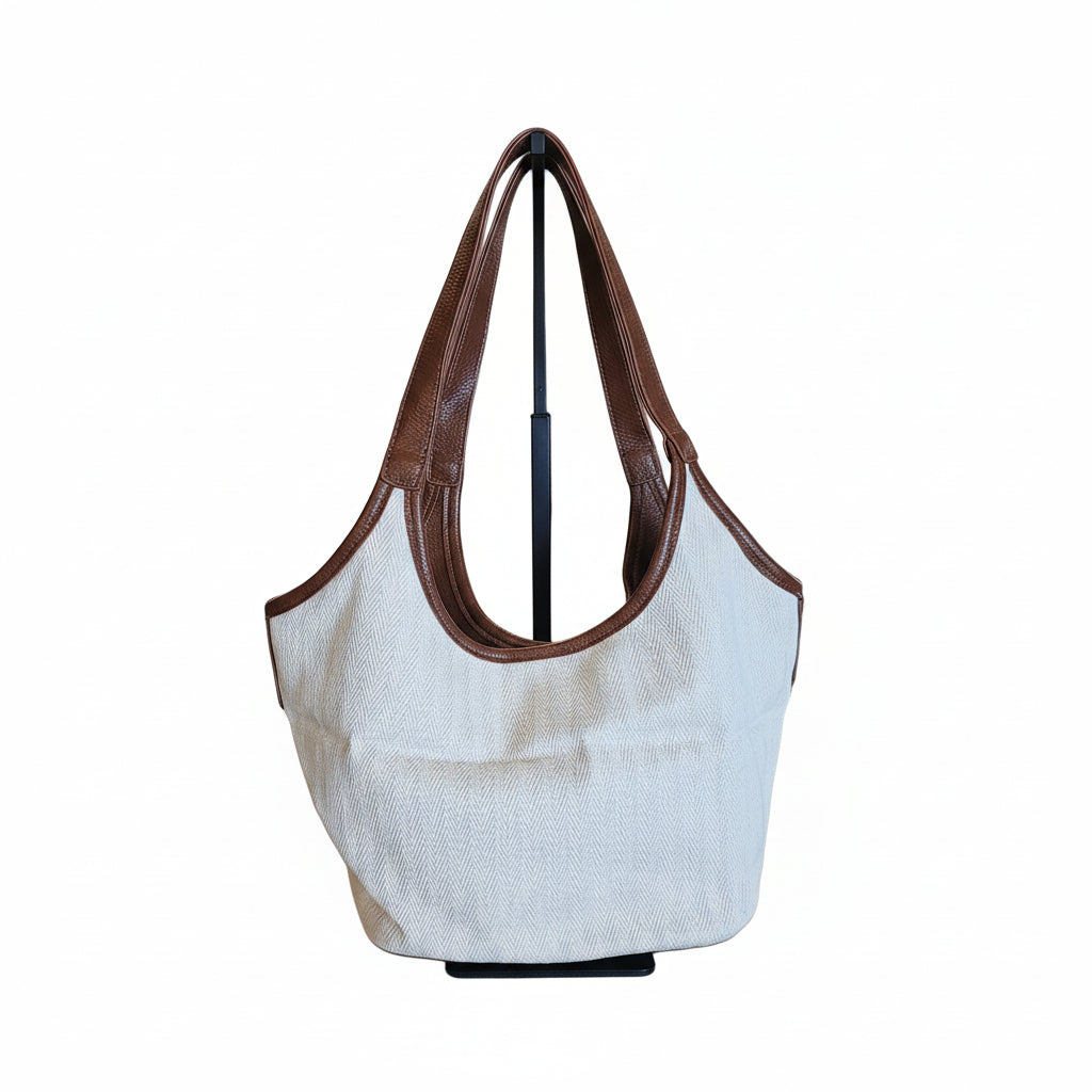 Harper Vegan Leather Shoulder Bag with Tassel – Brown