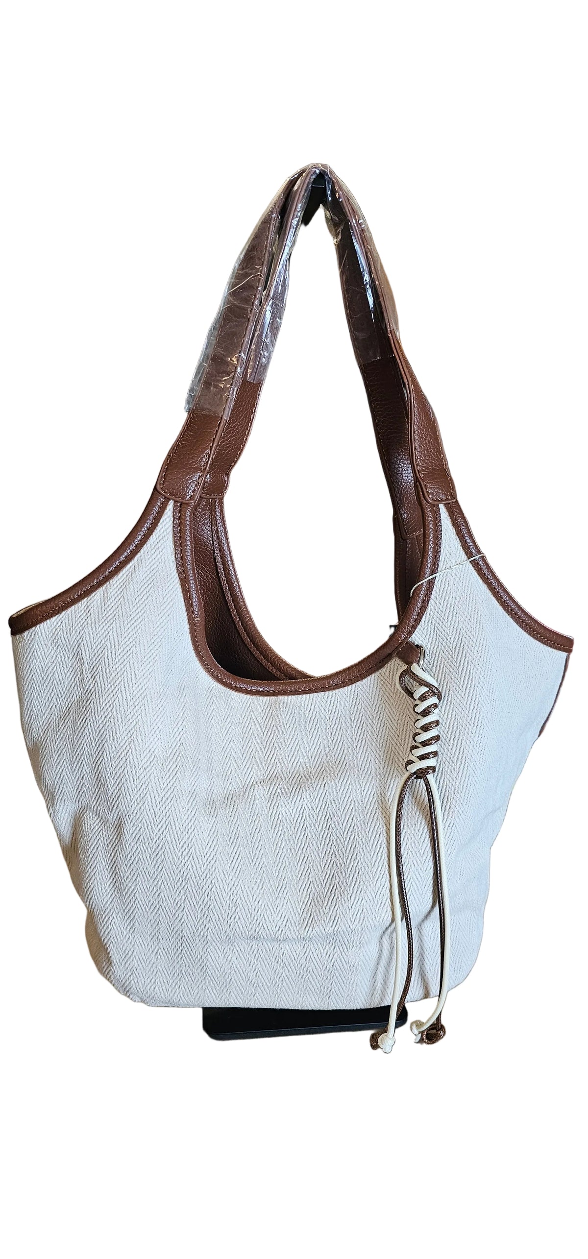 Harper Vegan Leather Shoulder Bag with Tassel – Brown