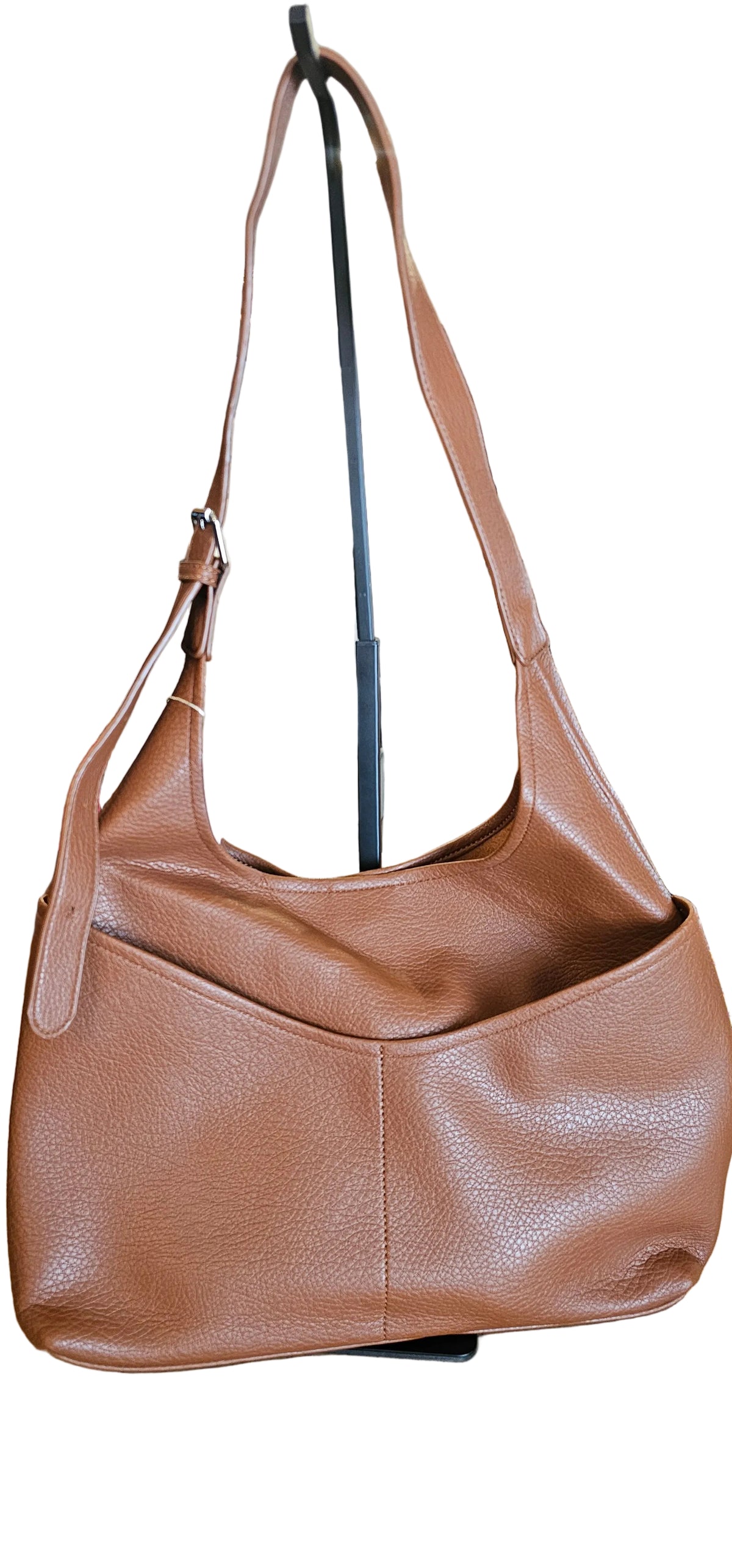 Riley Vegan Leather Hobo Shoulder Bag – Brown