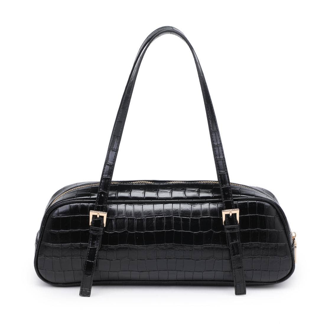 Athena Vegan Leather East West Shoulder Bag – Black