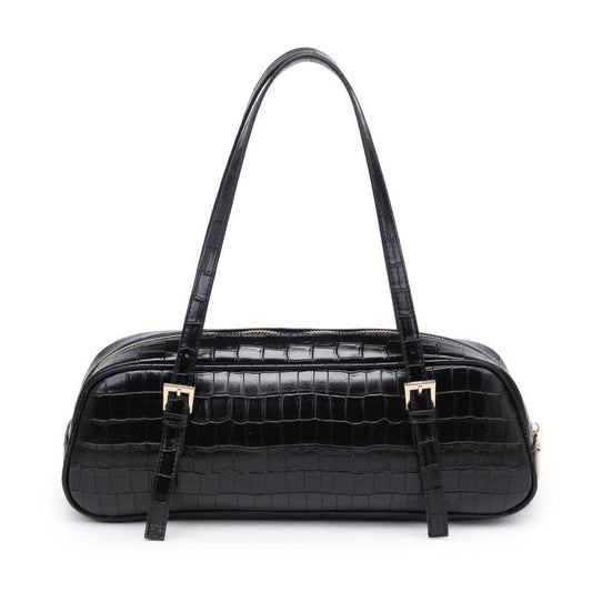 Athena Vegan Leather East West Shoulder Bag – Black