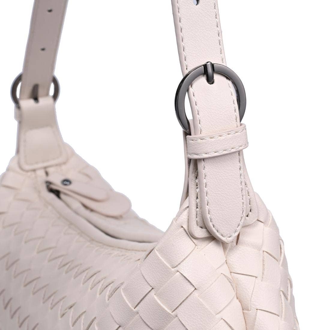 Audrey Vegan Leather Interwoven Shoulder Bag – Oatmilk
