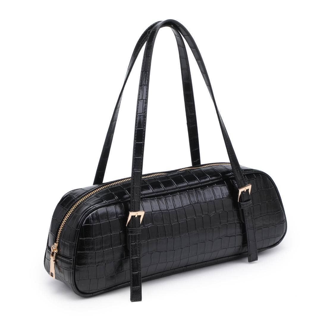Athena Vegan Leather East West Shoulder Bag – Black