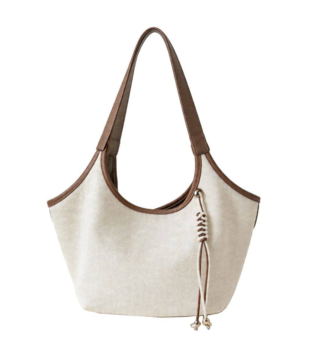 Harper Vegan Leather Shoulder Bag with Tassel – Brown