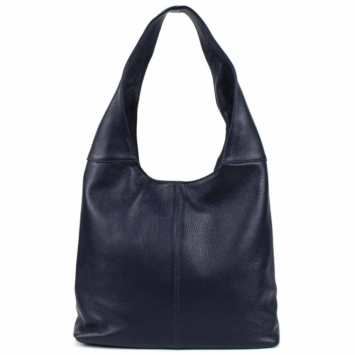Simona Italian Hammered Leather Hobo Shoulder Bag – Black