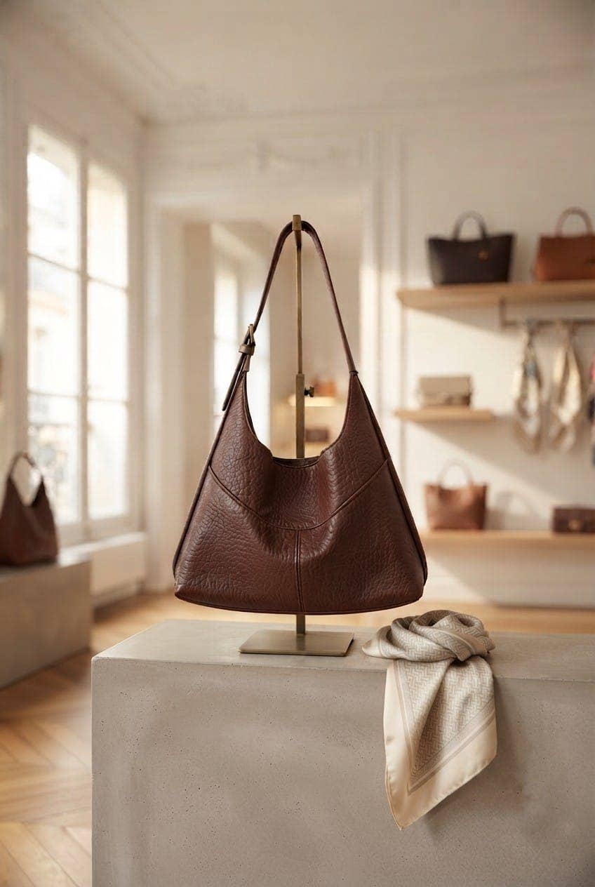 Riley Vegan Leather Hobo Shoulder Bag – Brown