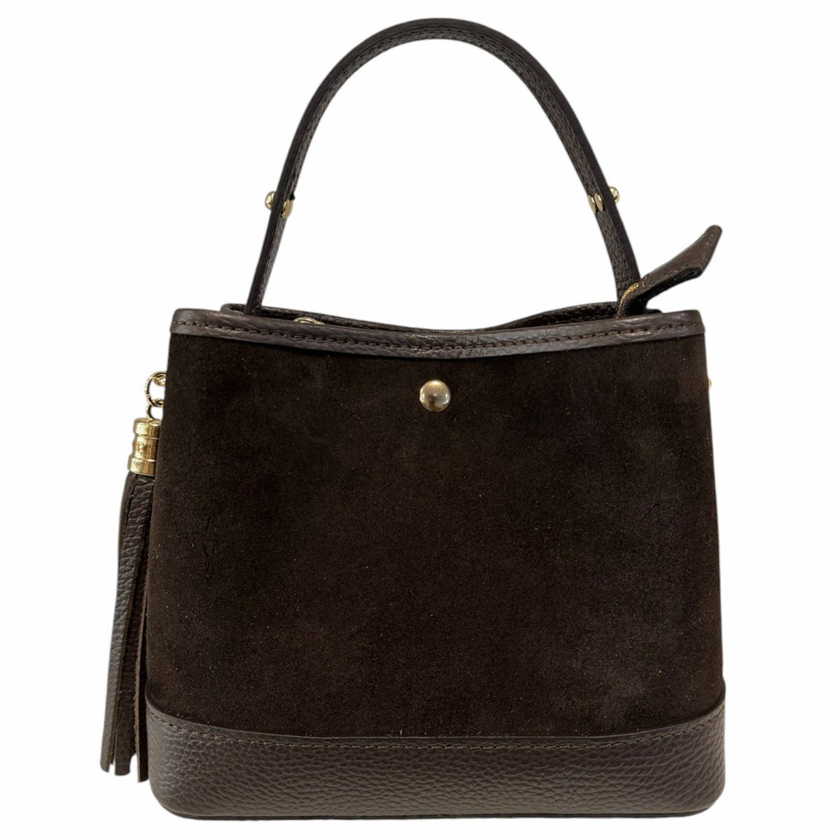 Amore Suede Bucket Bag – Dark Brown