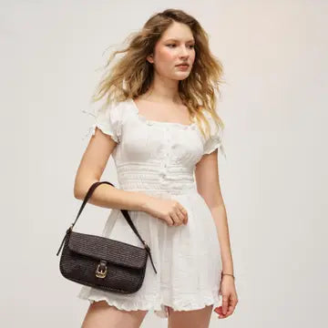 Gloria Straw Crossbody - Chocolate