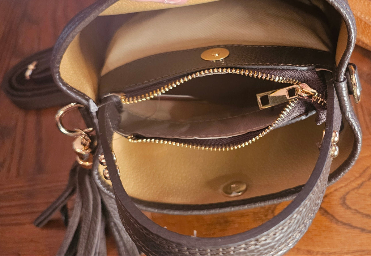 Amore Suede Bucket Bag – Dark Brown
