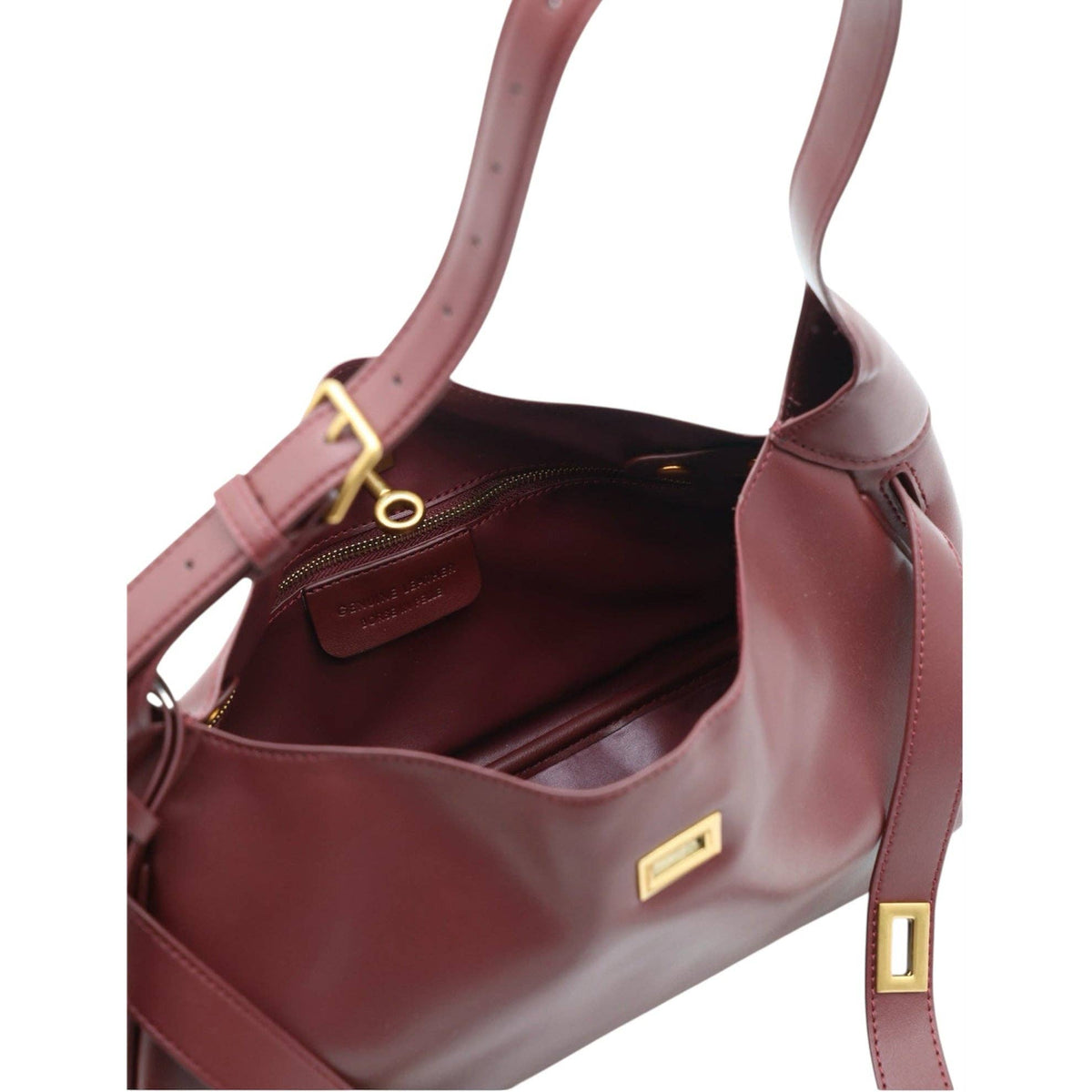 Bellissimo Genuine Leather Shoulder Buckle Bag – Burgundy