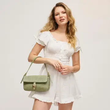Gloria Straw Crossbody Sage