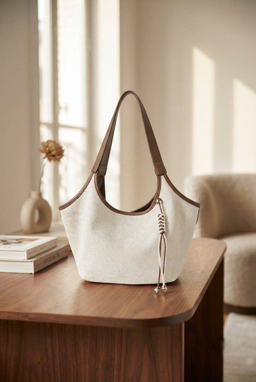 Harper Vegan Leather Shoulder Bag with Tassel – Brown