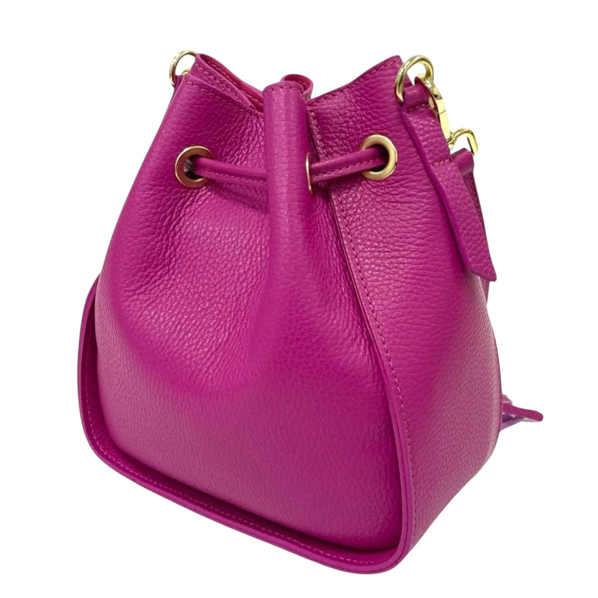 Bella Genuine Leather Bucket Bag – Fuchsia
