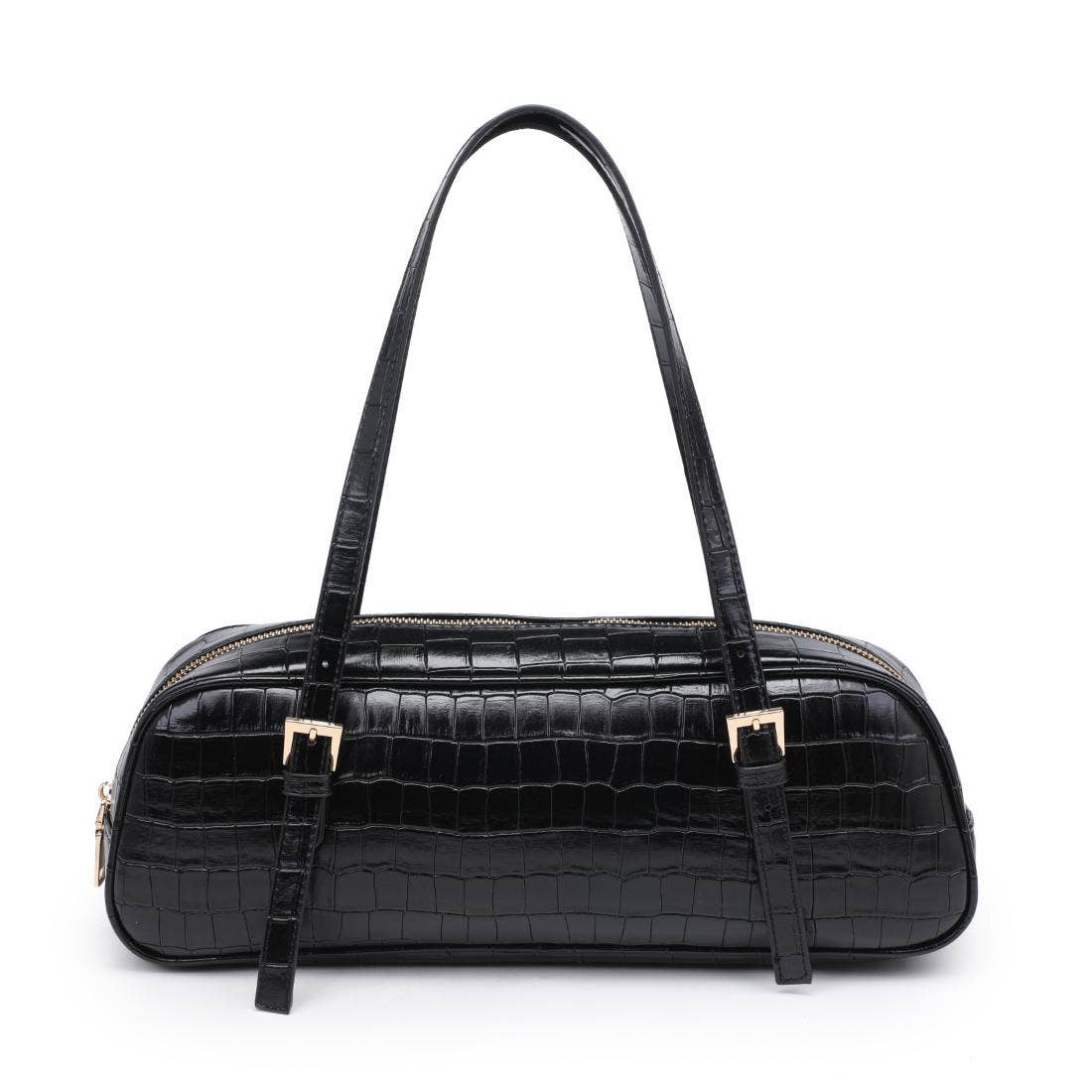 Athena Vegan Leather East West Shoulder Bag – Black
