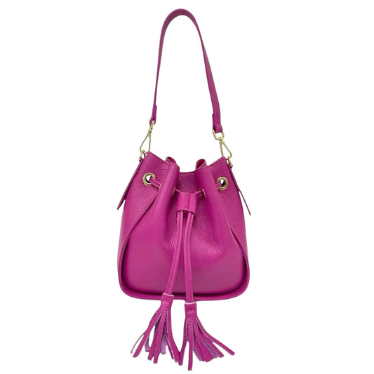 Bella Genuine Leather Bucket Bag – Fuchsia