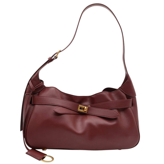 Bellissimo Genuine Leather Shoulder Buckle Bag – Burgundy