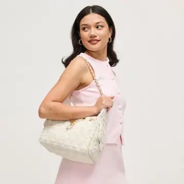 Paisely Shoulder Bag White