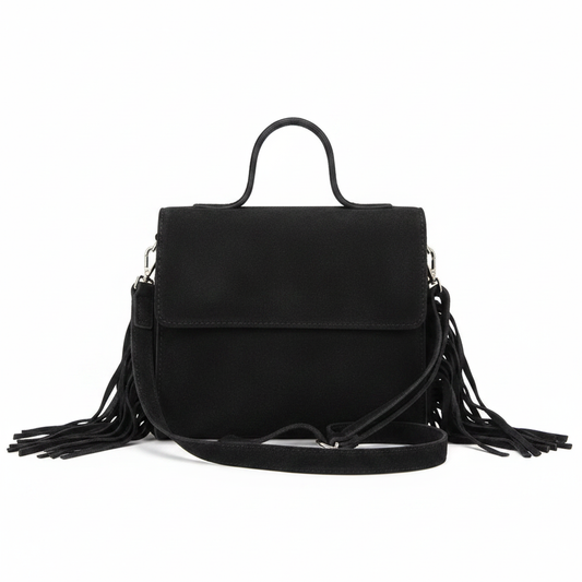 Festival Fringe Suede Crossbody – Clean White Background