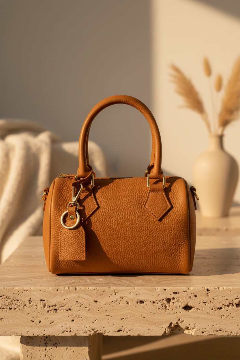 Micro Barrel Bag Cognac Lifestyle